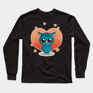 Cute Little Valentines Day Owl with Heart Long Sleeve T-Shirt